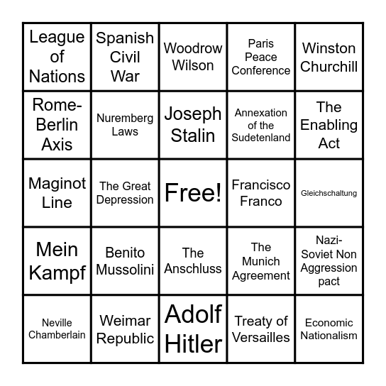 Speed Dating Bingo Card