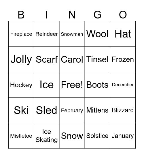 Holiday Bingo Card