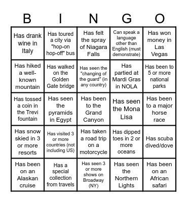 Joy to the World BINGO Card