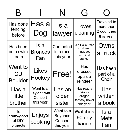 2023 Bingo Card