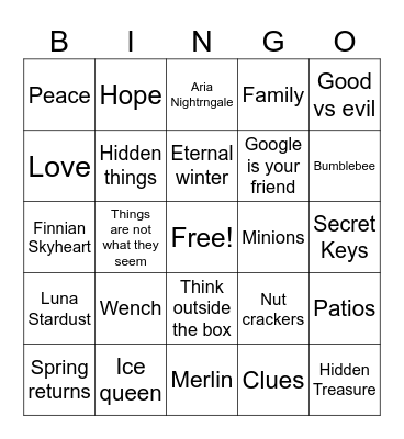 The Quest Bingo Card