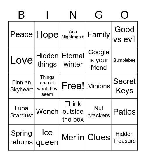 The Quest Bingo Card