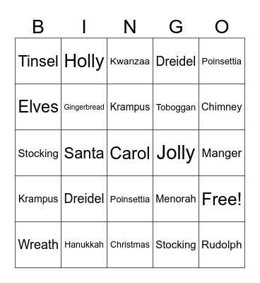 Holiday Bingo Card