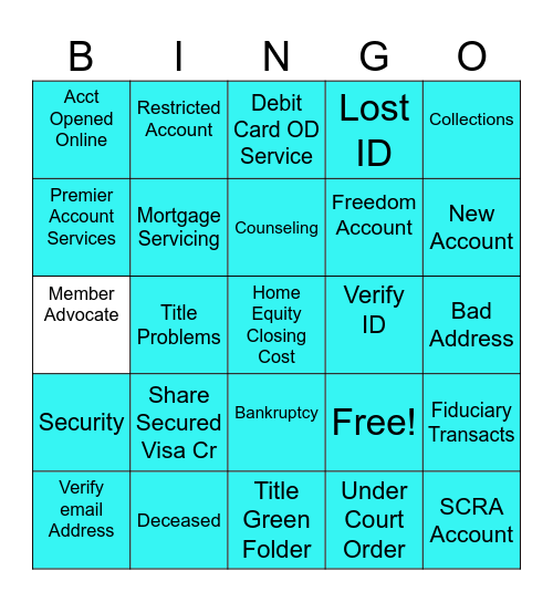 Alerts & Info Codes BINGO Card