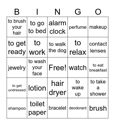 Daily Routine Bingo Card