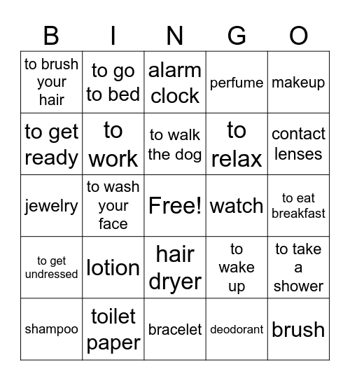 Daily Routine Bingo Card