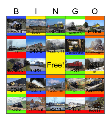 North American Railways Bingo Card