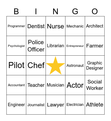 Career Bingo Card