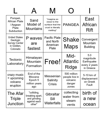 Faces of Earth - Movie Bingo Card