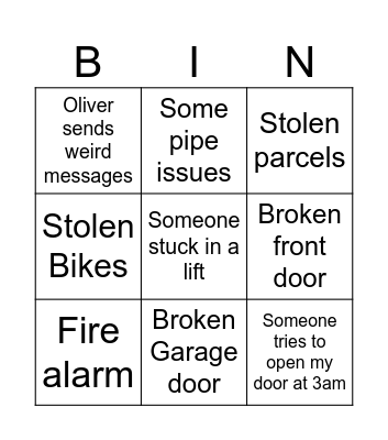 january --  Sharp house Bingo Card