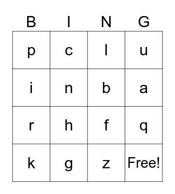 Sounds Bingo Kindergarten Bingo Card