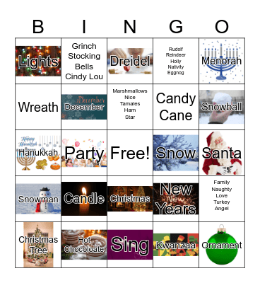 Happy Holidays Bingo Card