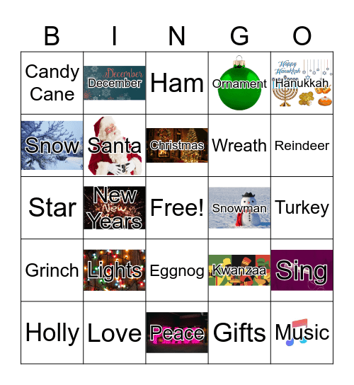 Happy Holidays Bingo Card