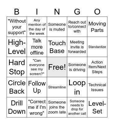 Corporate Lingo Bingo Card