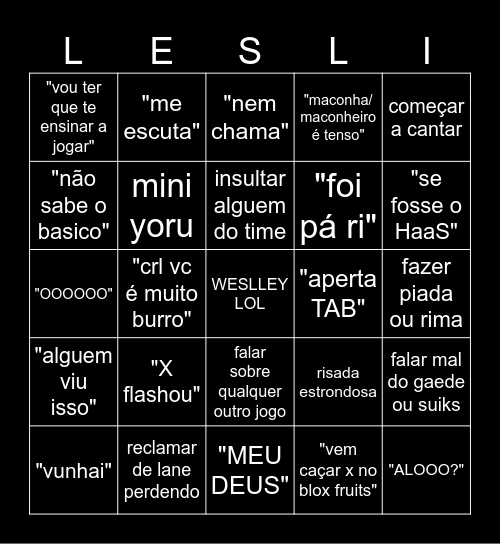 Bingo do Weslley Bingo Card