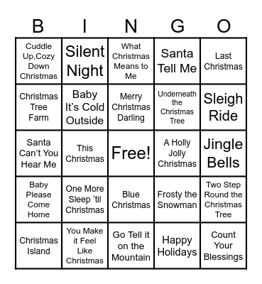 Christmas Sing-A-Long Bingo Card