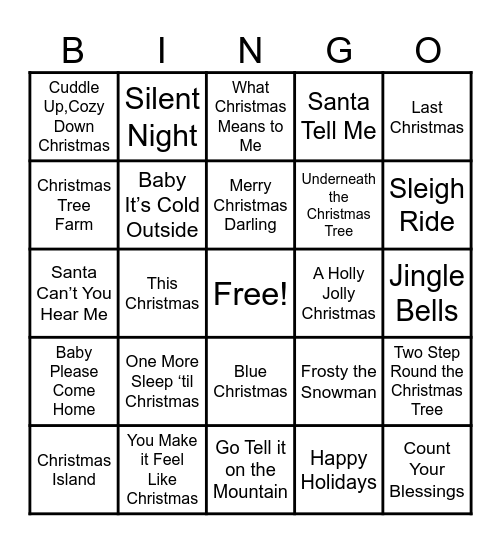 Christmas Sing-A-Long Bingo Card