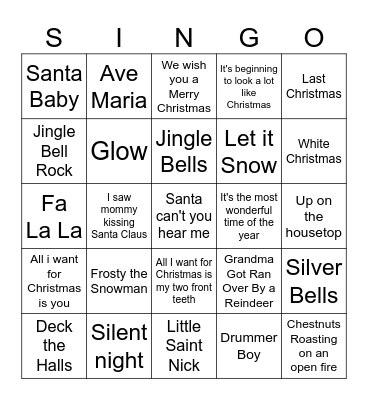 Christmas Songs Bingo Card