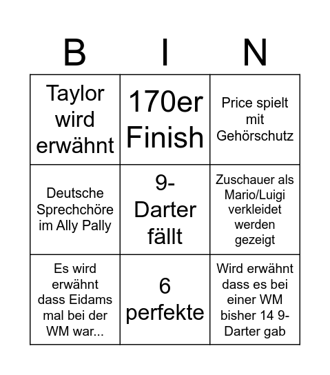 Dartzn Bingo 18.12.23 Bingo Card