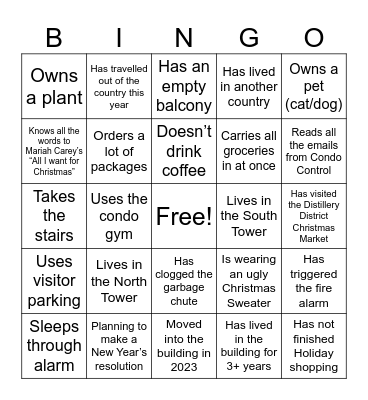 Canary District Holiday Event Dec 2023 Bingo Card