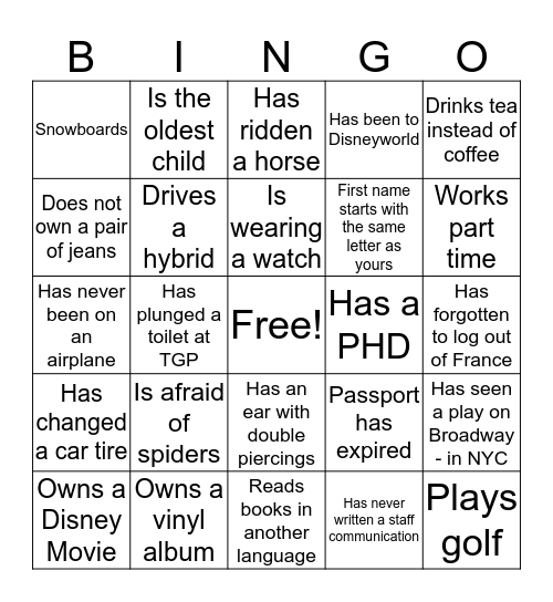 TGP Bingo Card