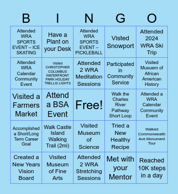 WRA Boston Bingo Card