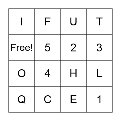 LETTERS AND NUMBERS BINGO Card