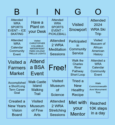 WRA Boston Bingo Card