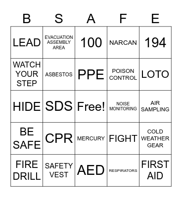 SAFETY AWARENESS BINGO Card