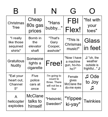 Die Hard Bingo Card