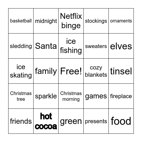 Carlson's Christmas Bingo! Bingo Card