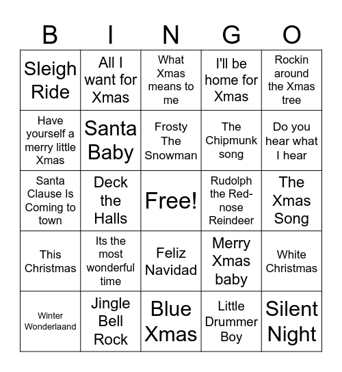 XMAS SINGO Bingo Card