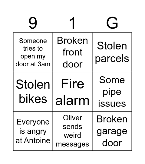 Sharp house - January Bingo Card