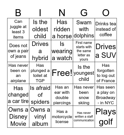 TGP Bingo Card