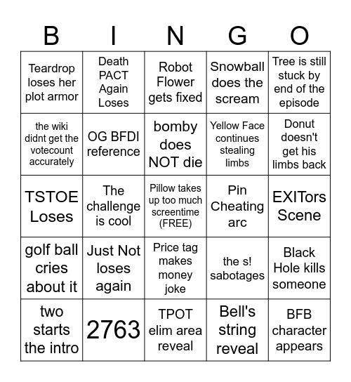 TPOT 9 Bingo Card