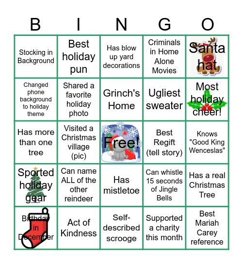 Virtual Holiday Party Bingo Card