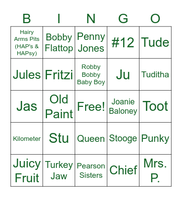 The Rest of the Bunch Bingo Card