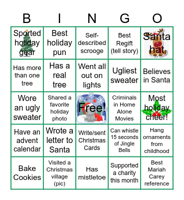 Virtual Holiday Party Bingo Card