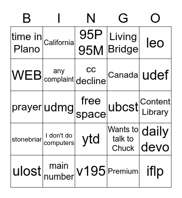 April Showers Bingo Card