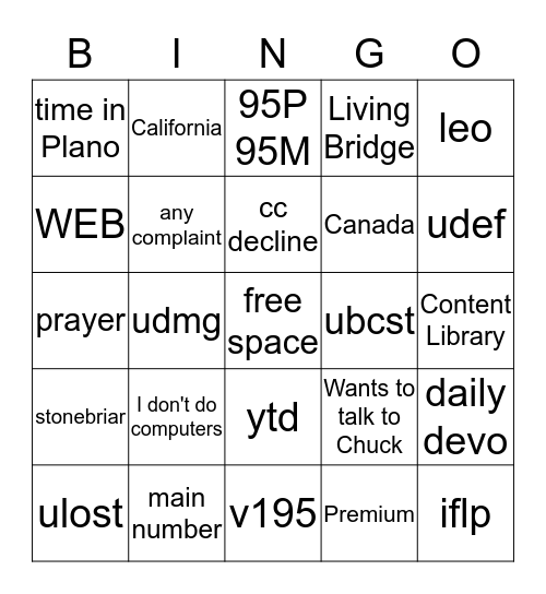 April Showers Bingo Card