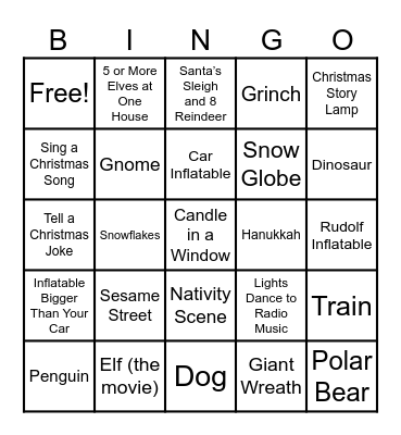Christmas Light Bingo Card