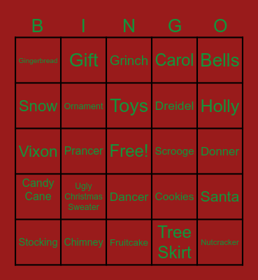 Holiday Bingo Card