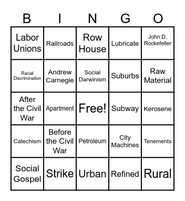 Busy Cities Bingo Card