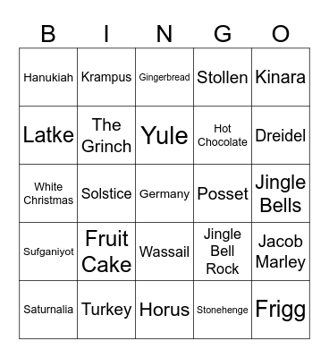 Holiday Trivia Bingo Card