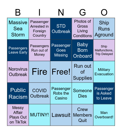 9 Month Cruise Bingo Card