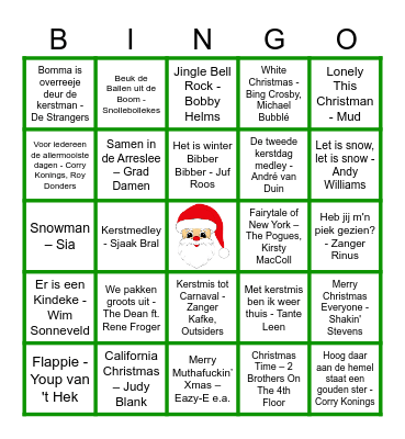 Markenhage Kerstliedjesbingo Card