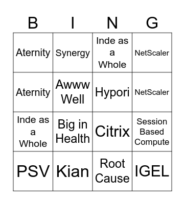 Ralf's Bingo Card