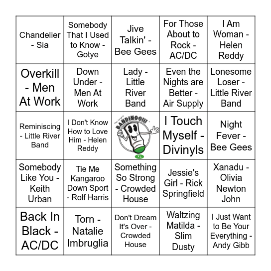 BANDINGO!!!®  Down Under Bingo Card