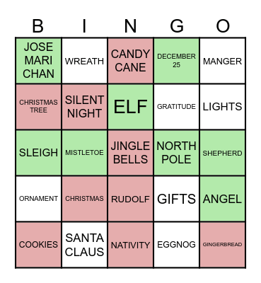 CHRISTMAS WORDS Bingo Card