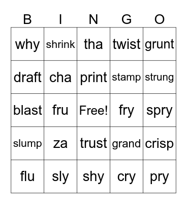 5.1 - Open/Closed Bingo Card